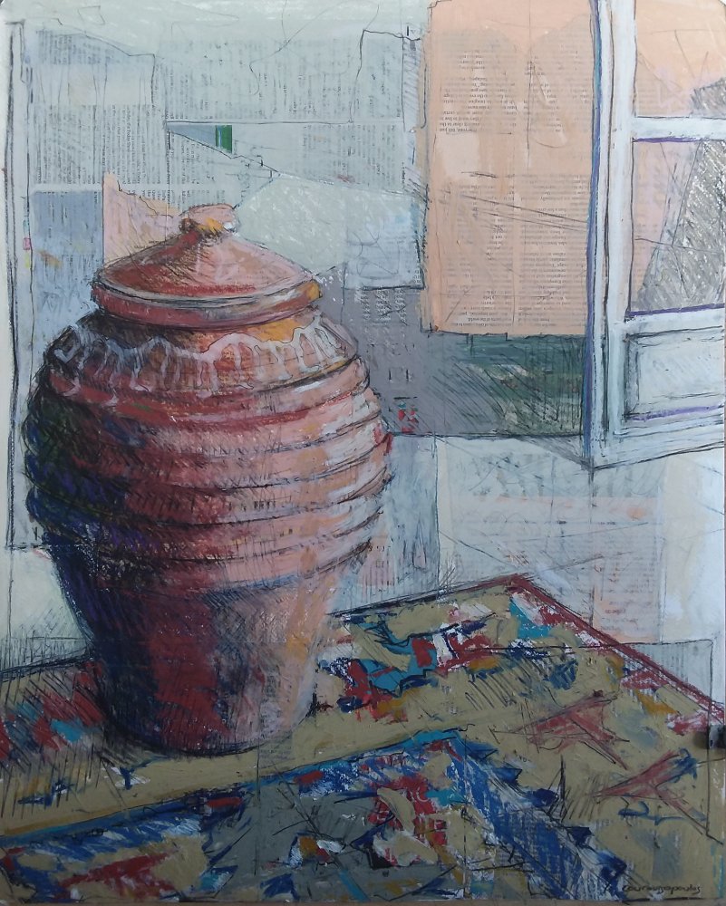 Ceramic Oil Jar and Kilim Jane Couroussopoulos